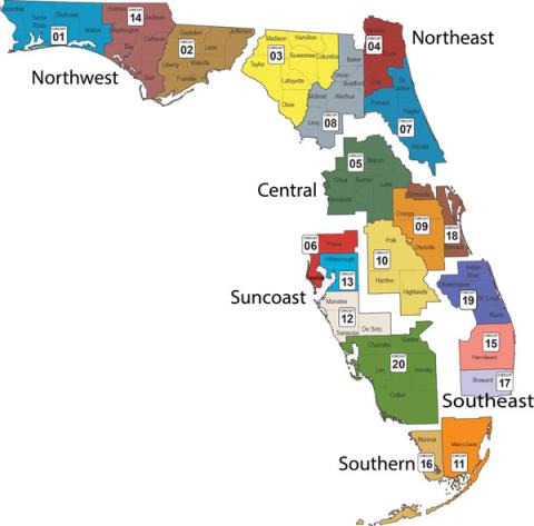 Department Regions And Circuits | Florida DCF